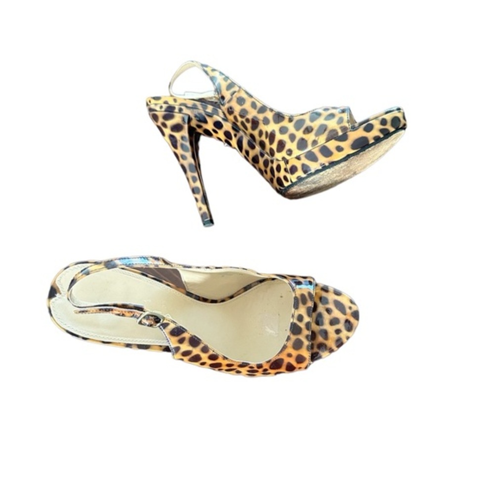 VIA SPIGA ANIMAL PRINT SLINGBACK STRAP PLATFORM STILETTOS SANDAL SHOES 8
